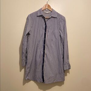 Zara Striped Button-Down Shirt dress with pockets . Size M
